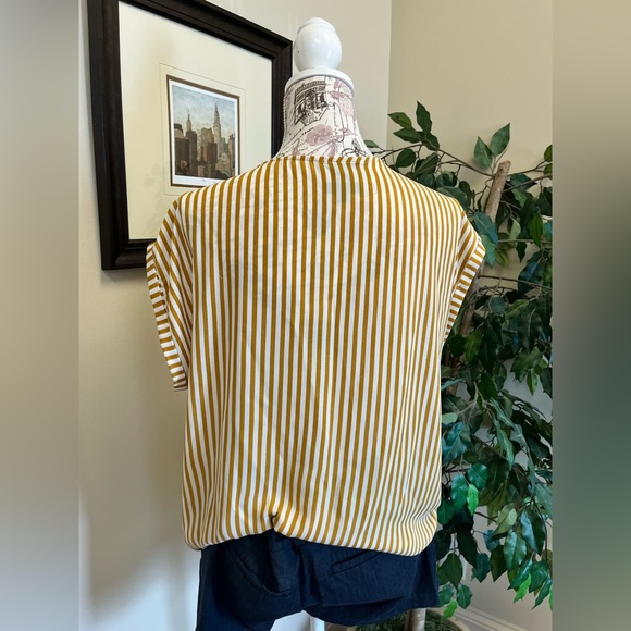 stripped sheen shirt with button detailing on front sides off the shoulder - Picture 5 of 5